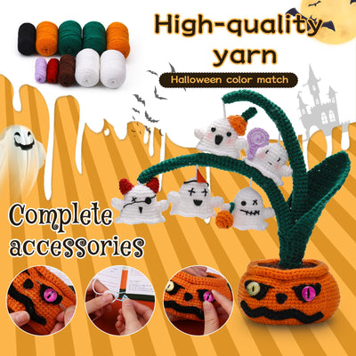 Kit de crochet d'Halloween pour débutants, série de plantes en pot fantômes 