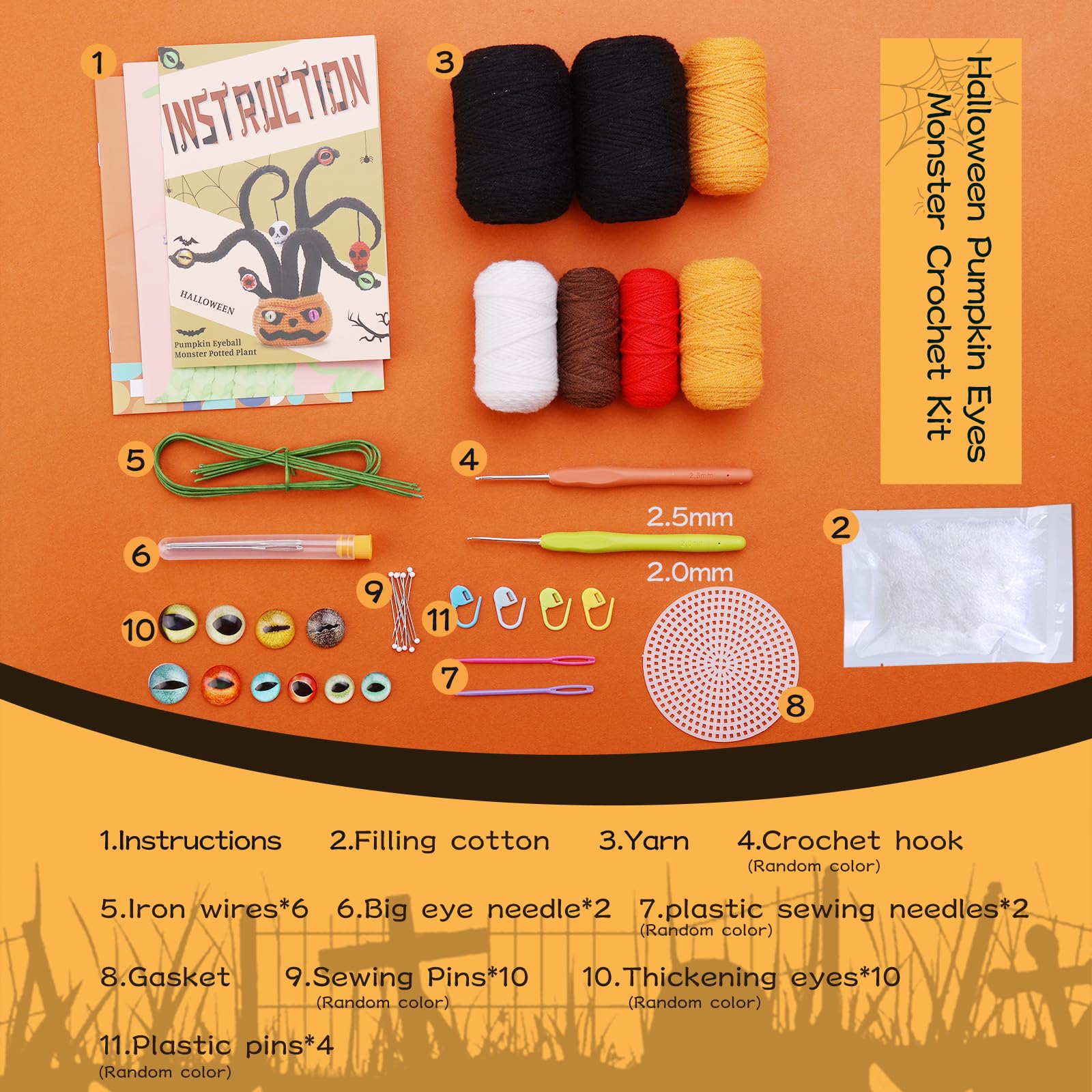 Kit de crochet pour débutants : plante citrouille pour Halloween 