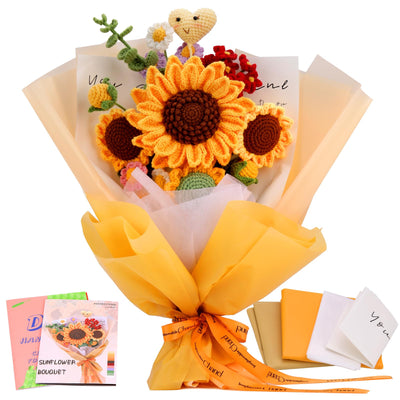 Kits de crochet pour débutants : bouquets de tournesols. Kit de tricot idéal pour la Saint-Valentin. 