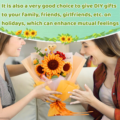 Kits de crochet pour débutants : bouquets de tournesols. Kit de tricot idéal pour la Saint-Valentin. 